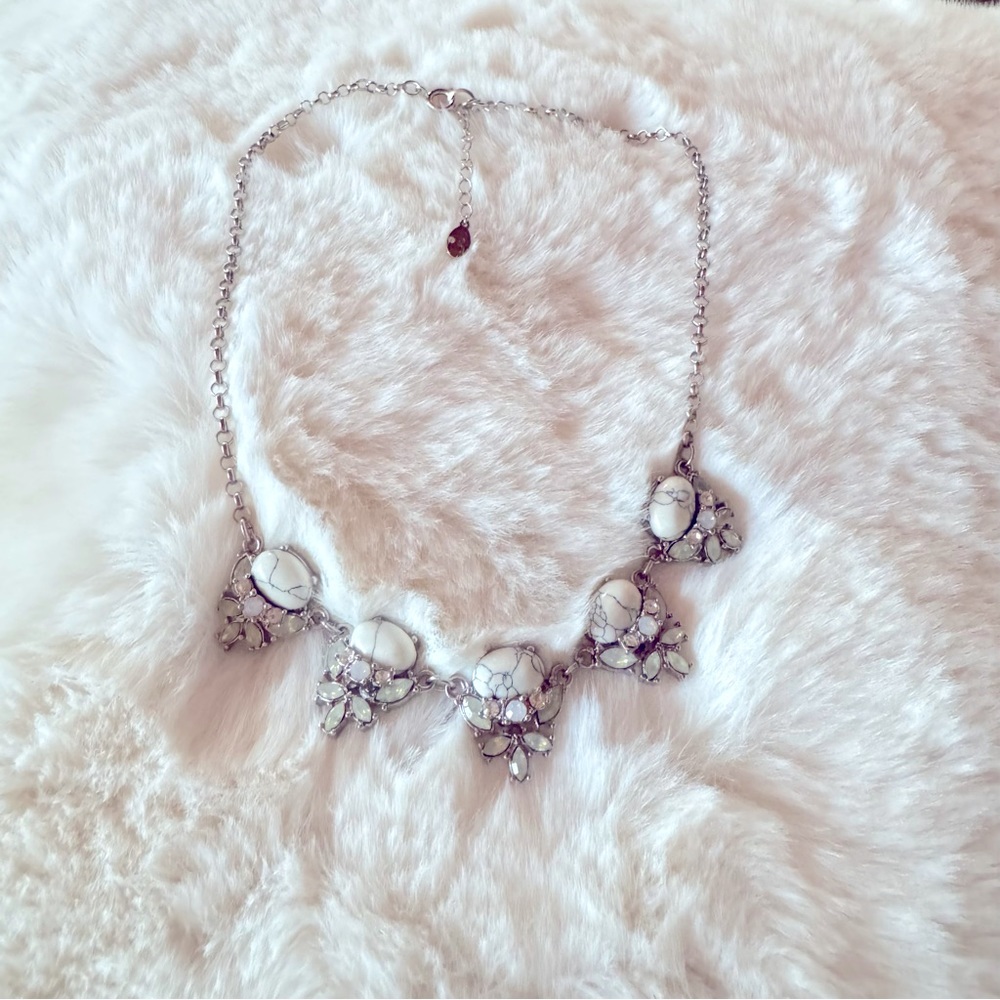 LOFT rhinestone jewel gem statement necklace